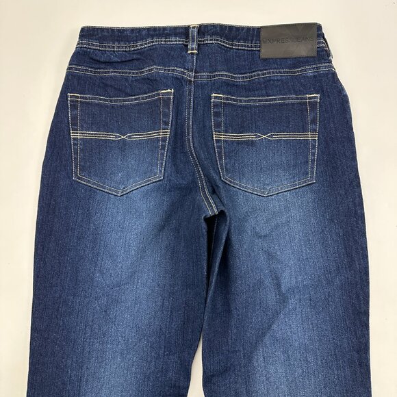 Express Bootcut Women's size 8 Dark Wash Blue Denim Jeans - Picture 4 of 4